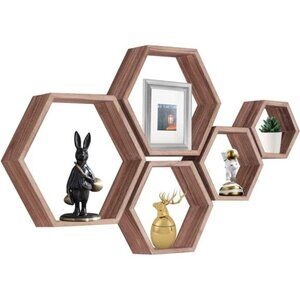 New Hexagon Floating Shelves,Honeycomb Shelf Set of 5,Octagon Shelves